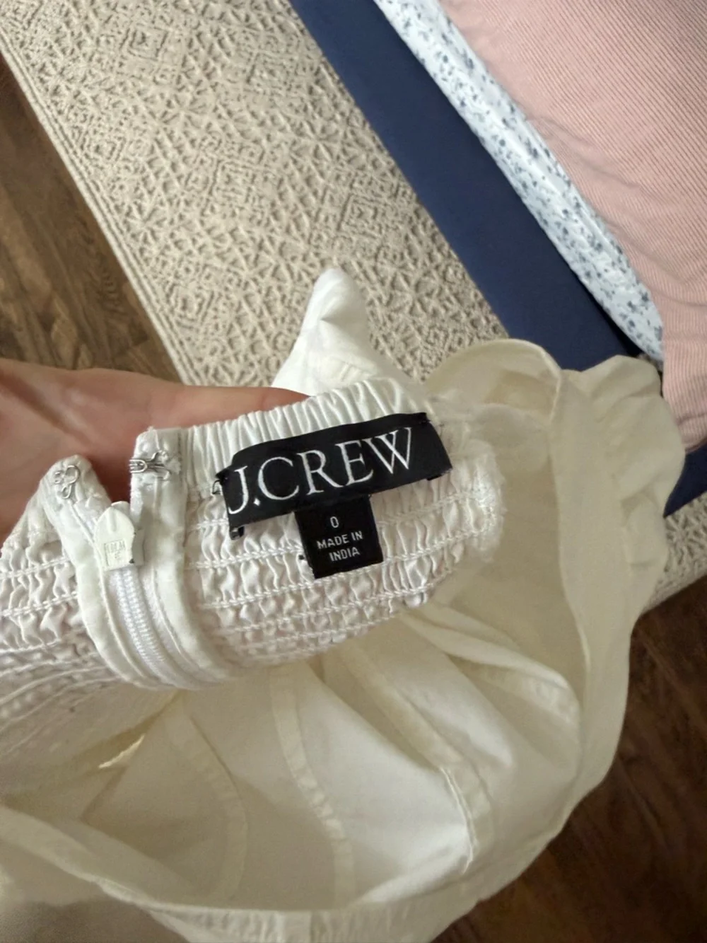 J. Crew White Square-Neck Puff-Sleeve Blouse